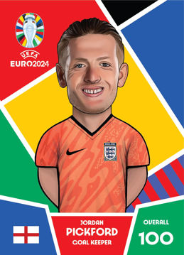 تصویر  کارت فوتبالی کیمدی  جوردن پیکفورد سری پریمیوم سری یورو - 2024